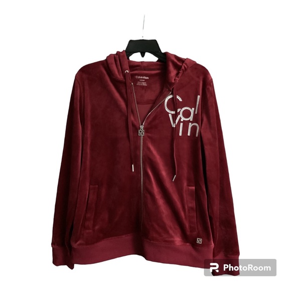 Calvin Klein Jacket with hoodie. NWOT - Size M Color: Dark Red - Picture 1 of 4